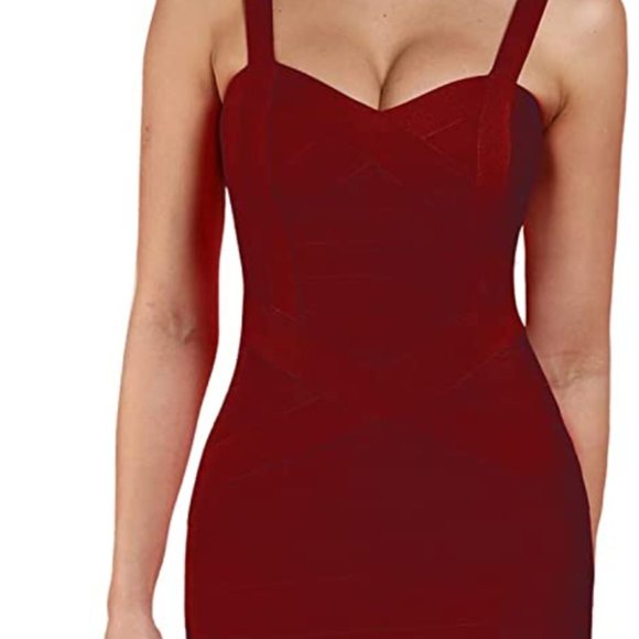 Burgundy Red Bandage Dress - Picture 1 of 3